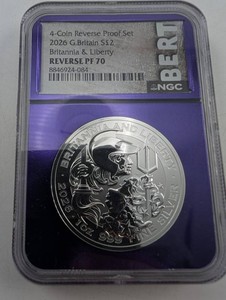 2026 Great Britain Britannia & Liberty 4-Coin Reverse Proof Set NGC PF70