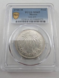 Mexico 1940-M Un Peso PCGS MS65 KM-455