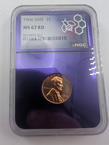 1966 SMS Lincoln Cent NGC MS 67 RD