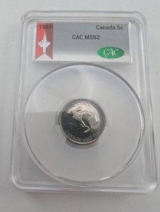 1967 5 Cents CAC MS62 Certified