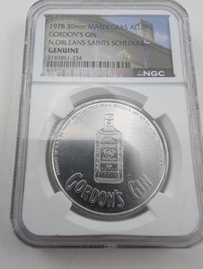 1978 New Orleans Saints Gordons Gin Mardi Gras Aluminum Medal NGC