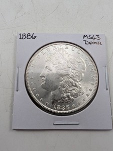 1886 Morgan Silver Dollar MS63 Detail