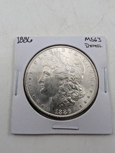1886 Morgan Silver Dollar MS63 Detail