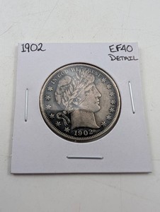1902 Barber Half Dollar EF40 Detail
