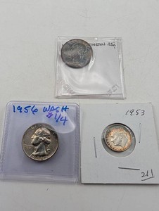 1950s Washington Quarter & Roosevelt Dime Coin Group (Lot of 3)