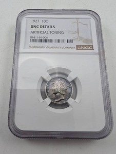1927 Mercury Dime NGC UNC Details Artificial Toning