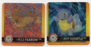Lot of Two 1999 Artbox Pokmon Action Flipz Including 3D Lenticular #37 SpearowFearow and #38 SquirtleWortortle in Nice Condition