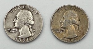 1951-S and 1956-D Washington Quarters (90% Silver)