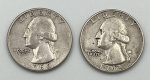 1960 and 1962-D Washington Quarters (90% Silver)