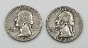 Pair of 1953-D Washington Quarters (90% Silver)