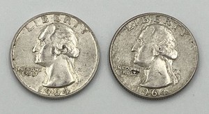 1964 and 1964-D Washington Quarters (90% Silver)