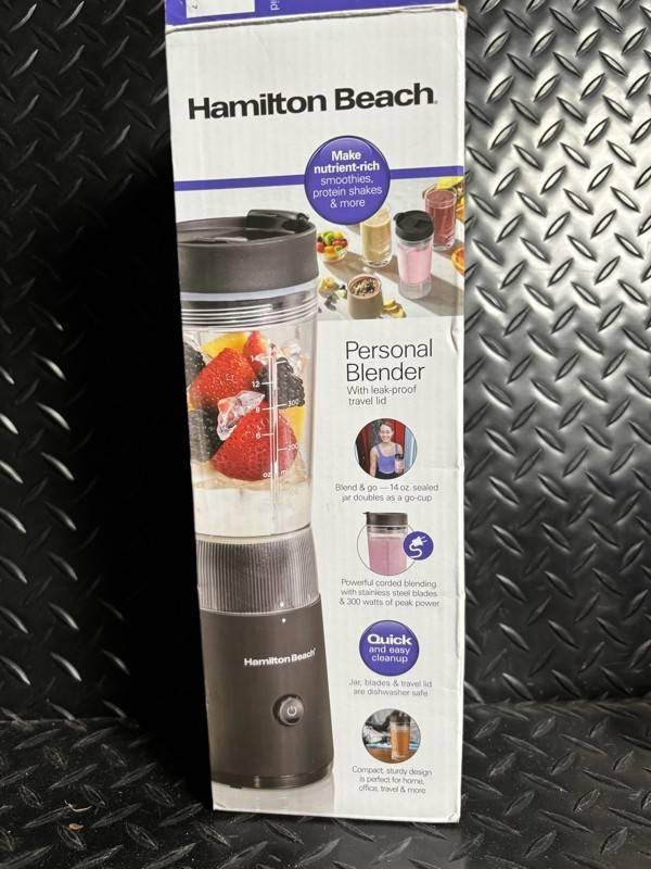 Hamilton Beach Personal Blender with 14 oz Jar & Travel Lid - Open Box, Not Sealed