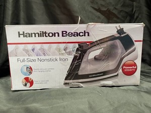 Hamilton Beach Full-Size Nonstick Steam Iron Retractable Cord Open Box