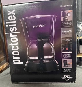 Proctor Silex Compact 4 Cup Coffee Maker Black Auto Pause & Pour Open Box
