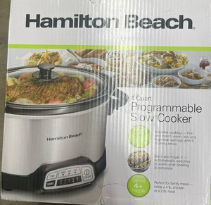 Hamilton Beach 4 Quart Programmable Slow Cooker Stainless Steel Open Box