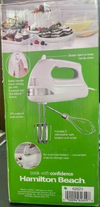 Hamilton Beach 6 Speed Hand Mixer 62629 White with Snap-On Case Open Box