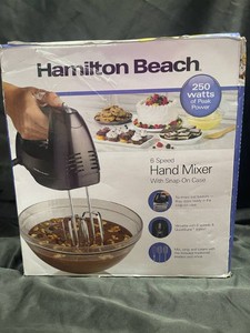 Hamilton Beach 6 Speed Hand Mixer with Snap-On Case Black 250W Open Box