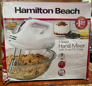 Hamilton Beach 6 Speed Hand Mixer with Snap-On Case Open Box