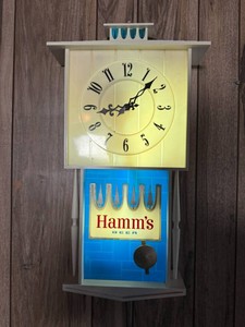 Vintage Hamms Beer ChaletGrandfather Style Lighted Pendulum Clock Sign