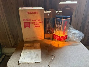 One Pair Michelob Crystal-Lite Wall Lamps - NOS in Original Box (D S Beverages Inc)