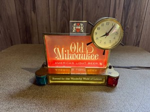 Old Milwaukee Beer Ships Bell Nautical Cash Register Sign & Clock