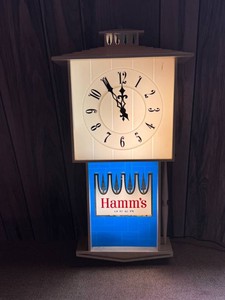 Hamms Beer Lighted Pendulum Wall Clock - Missing Side Pillar
