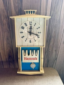 Hamms Beer Lighted Pendulum Wall Clock - For Parts or Repair