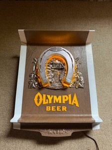 Olympia Beer Good Luck Light Up Sign - has damage on top left side