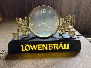 Lowenbrau Light Up Clock - has some damage but everything there