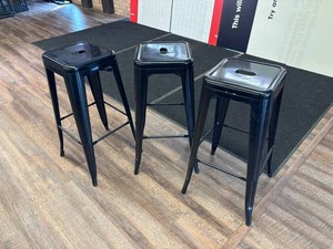 Black Metal Bar Stools (Lot of 3)