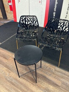 Modern Black Accent Chair Set With Side Table