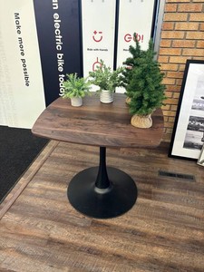 Modern Walnut-Top Pedestal Table