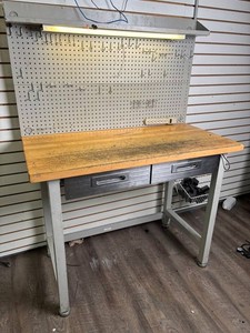 Lighted Pegboard Workbench With Drawers