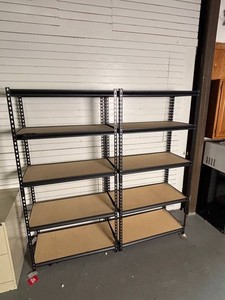 Pair of Black Metal Storage Shelving Units