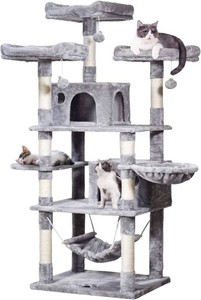MQ Cat Tree Multi-Level, Plush Perches, Grey