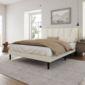 $136 HAOARA Full Size Bed Frame with Headboard
