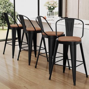 $200 Aklaus 30 Swivel Bar Stools, Black (4)