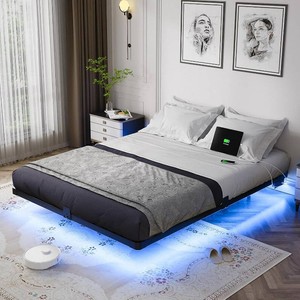 OLEVS Floating Bed Frame Queen with LED Lights