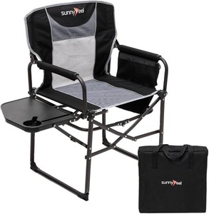 SUNNYFEEL Oversized Camping Directors Chair, Portable Folding Lawn Chairs for Adults Heavy Duty with Side Table,Pocket for Beach, Fishing,Picnic,Concert,Tailgating Outdoor Foldable Camp Chair