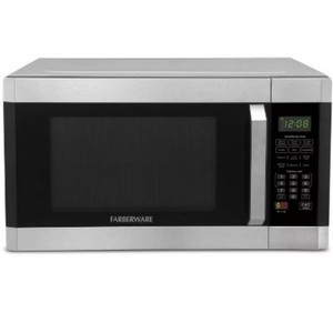 $170 Farberware Professional 1.6 Cu. Ft. 1100-Watt Microwave Oven with Smart Sensor, Stainless Steel with Platinum