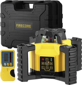 $260 Firecore Rotary Laser Level Kit, 360 Degree Self-Leveling Horizontal Rotary Laser for Construction, Outdoor Laser Level with Receiver, Rechargeable Battery, Rod Clamp & Remote Control Included-FRL300R