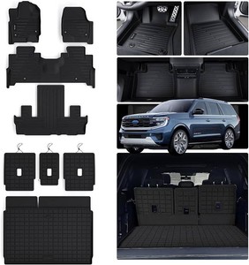 Floor Mats for 2025 Ford Expedition MAX 7 Seats, 2nd Row Bench Seat Floor Liner & Cargo Mat with Baskrest Mat Full Set of Car Mats for Expedition Max (7 Seats)