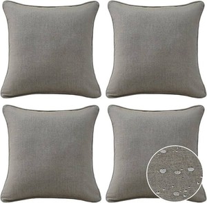 Unimatta Sunbrella Decorative Outdoor Water Repellent Throw Pillows with Inserts, Set of 4, 18 x18 Pillows for Patio, Backyard, Bed, Couch, and Patio Furniture, Cast Shale