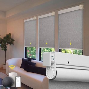 Motorized Blinds No Drill Automatic Blinds for Windows Cordless Roller Shades Electric Blinds with Remote Control Smart Blinds (Grey, 35.5 x 72)