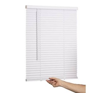 Lotus & Windoware Cordless 1 Vinyl Mini Blind Light Filtering Horizontal Blind, 30 Width x 54 Length, White, Smooth
