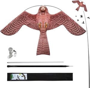Bird Scarer Kite with 13ft Pole Bird Hawk Flying Kite-Style A  Deterrents for Farms, Gardens and Docks  Keeps Birds, Geese and Seagulls Away  Covers 2150-5380 sq.ft