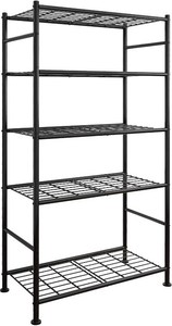 Sakugi Storage Shelves - 5 Tier Shelf Organizer, Heavy Duty Garage Shelving Unit with Leveling Feet, Stable Metal Shelves Organizer for Pantry, Kitchen and Closet, 33.0 W x 12.6 D x 72.0 H, Black