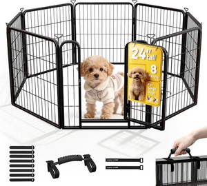 Dog Playpen for Indoor,Outdoor,Yard,RV Camping,24 inch 8 Panels Dog Play Pen,Heavy Duty Metal Dog Gate,Anti-Rust Coating Dog Fence Exercise Pen for Puppy and Small Dogs