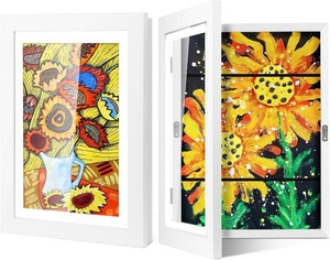 18X13 Kids Art Display Frame - 2 Pack Artwork Pictures Holds 150 Front Opening Changeable Wood Grain Kids Art Frame with Storage for Drawings Schoolwork   Art Projects at Home, 94954109