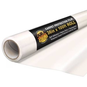 Dura-Gold Carpet Protection Film, 36-inch x 100 Roll - Clear Self Adhesive Temporary Carpet Protective Covering Tape - Protect Against Foot Traffic, Paint Spills, Dust, Construction Debris, Moving